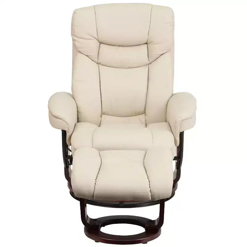 Poltrona Reclinabile Girevole in Similpelle e Poggiapiedi, 1 Posto – Beige / Nero / Marrone Vintage / Grigio / Palomino