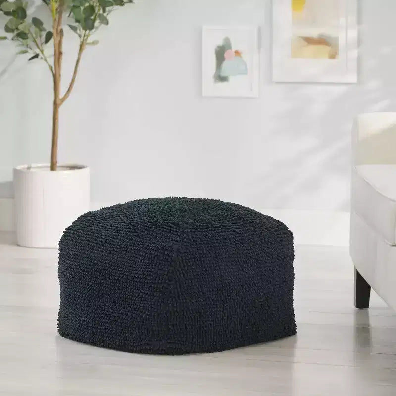 Pouf ottomano quadrato in ciniglia di microfibra – Lavanda / Carbone / Corallo / Giallo, 1 posto a sedere