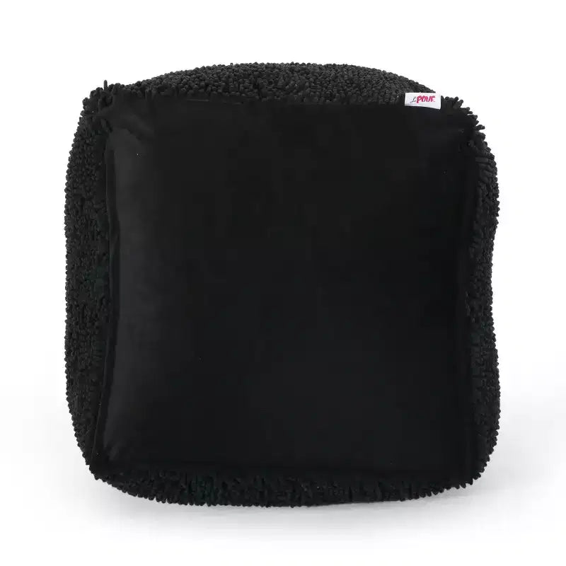 Pouf ottomano quadrato in ciniglia di microfibra – Lavanda / Carbone / Corallo / Giallo, 1 posto a sedere