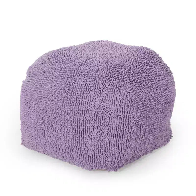 Pouf ottomano quadrato in ciniglia di microfibra – Lavanda / Carbone / Corallo / Giallo, 1 posto a sedere