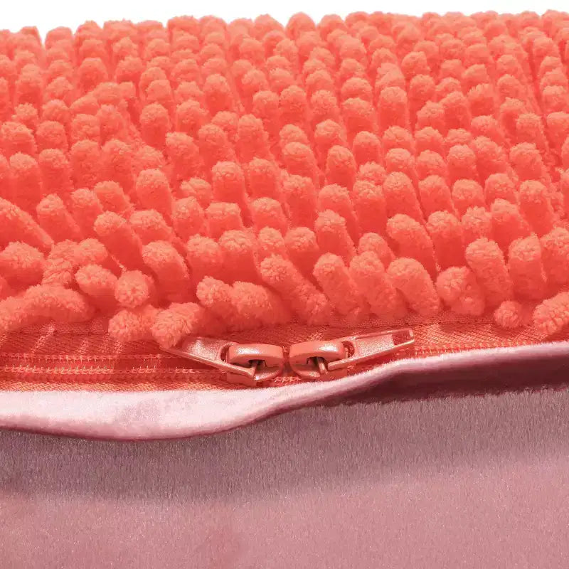 Pouf ottomano quadrato in ciniglia di microfibra – Lavanda / Carbone / Corallo / Giallo, 1 posto a sedere