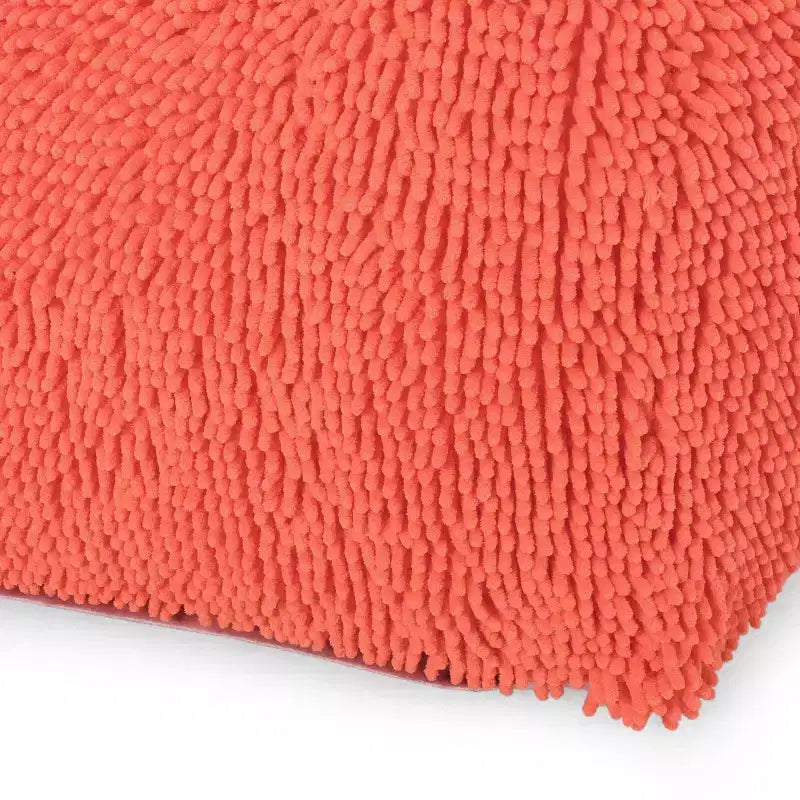 Pouf ottomano quadrato in ciniglia di microfibra – Lavanda / Carbone / Corallo / Giallo, 1 posto a sedere
