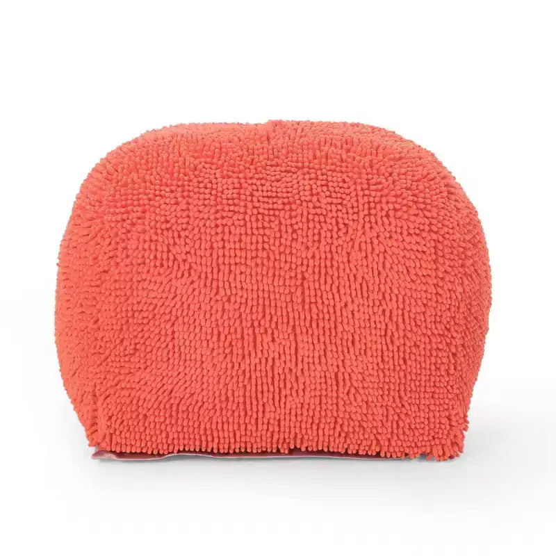 Pouf ottomano quadrato in ciniglia di microfibra – Lavanda / Carbone / Corallo / Giallo, 1 posto a sedere