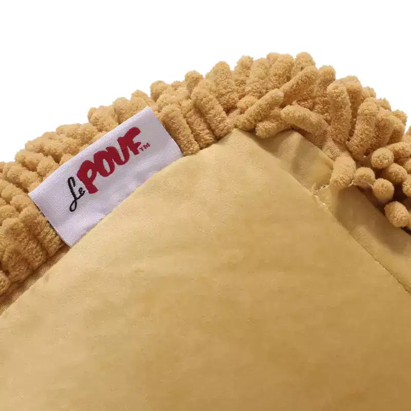 Pouf ottomano quadrato in ciniglia di microfibra – Lavanda / Carbone / Corallo / Giallo, 1 posto a sedere