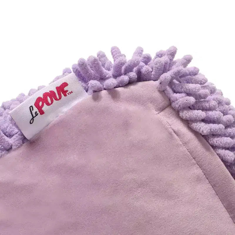 Pouf ottomano quadrato in ciniglia di microfibra – Lavanda / Carbone / Corallo / Giallo, 1 posto a sedere