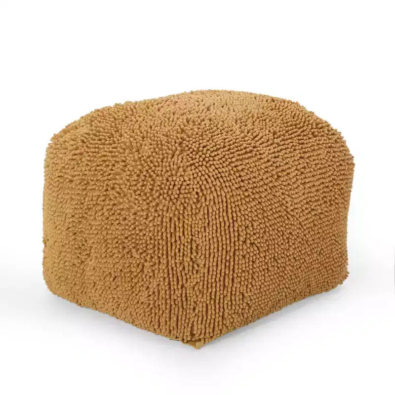 Pouf ottomano quadrato in ciniglia di microfibra – Lavanda / Carbone / Corallo / Giallo, 1 posto a sedere