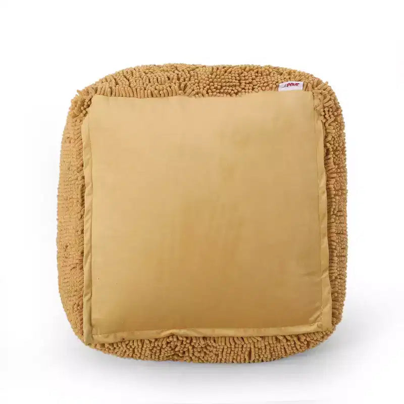Pouf ottomano quadrato in ciniglia di microfibra – Lavanda / Carbone / Corallo / Giallo, 1 posto a sedere