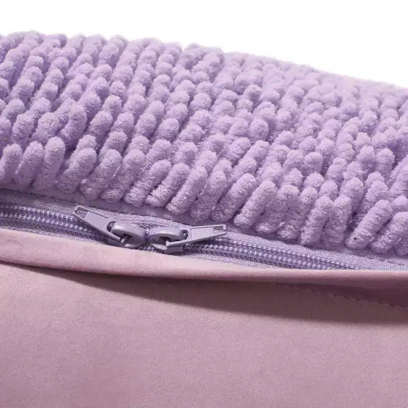 Pouf ottomano quadrato in ciniglia di microfibra – Lavanda / Carbone / Corallo / Giallo, 1 posto a sedere
