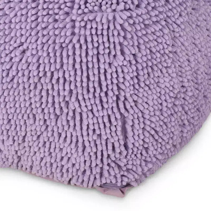 Pouf ottomano quadrato in ciniglia di microfibra – Lavanda / Carbone / Corallo / Giallo, 1 posto a sedere