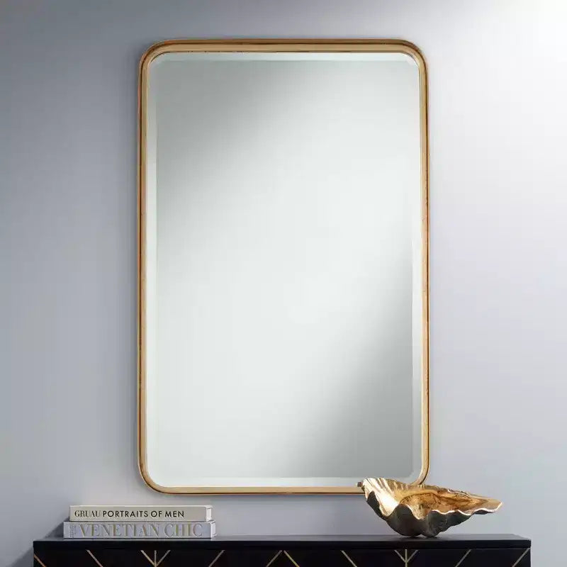 Specchio da parete rettangolare oro caldo – Cornice in ferro, singolo, 24"L × 38,25"A