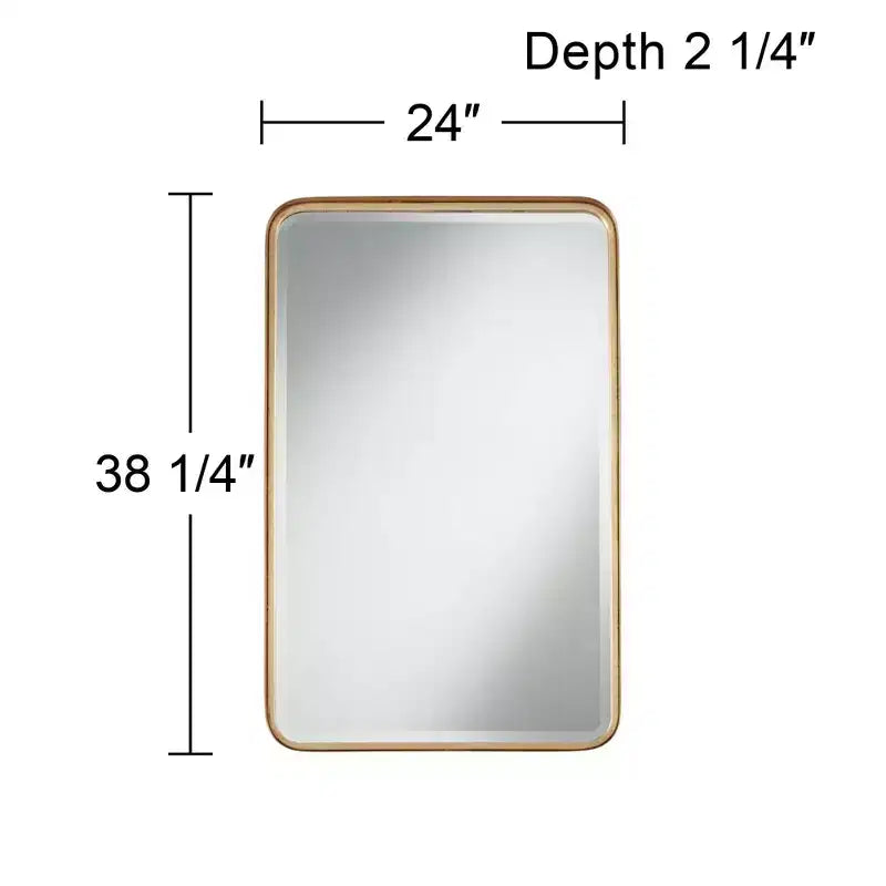 Specchio da parete rettangolare oro caldo – Cornice in ferro, singolo, 24"L × 38,25"A