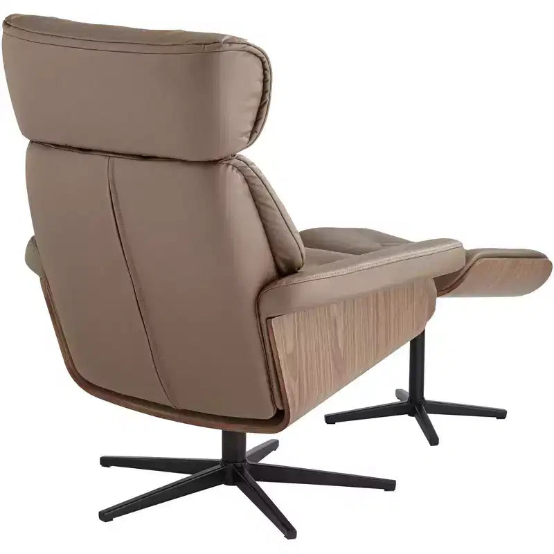 Poltrona reclinabile girevole in similpelle color cacao con poggiapiedi – 1 posto