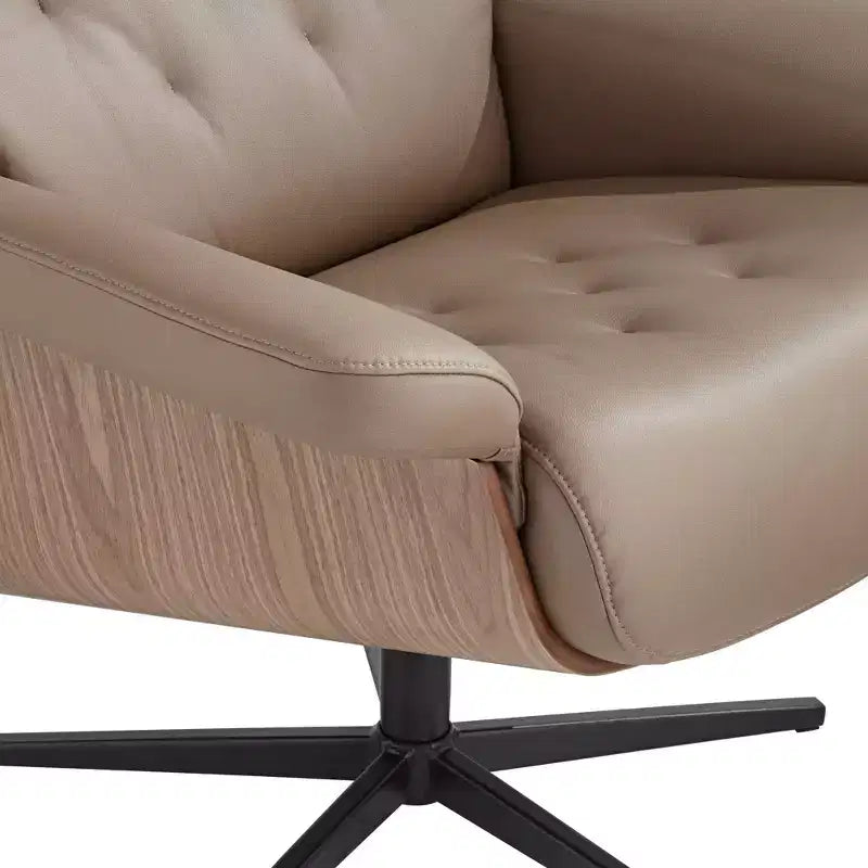 Poltrona reclinabile girevole in similpelle color cacao con poggiapiedi – 1 posto