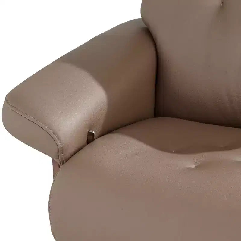 Poltrona reclinabile girevole in similpelle color cacao con poggiapiedi – 1 posto