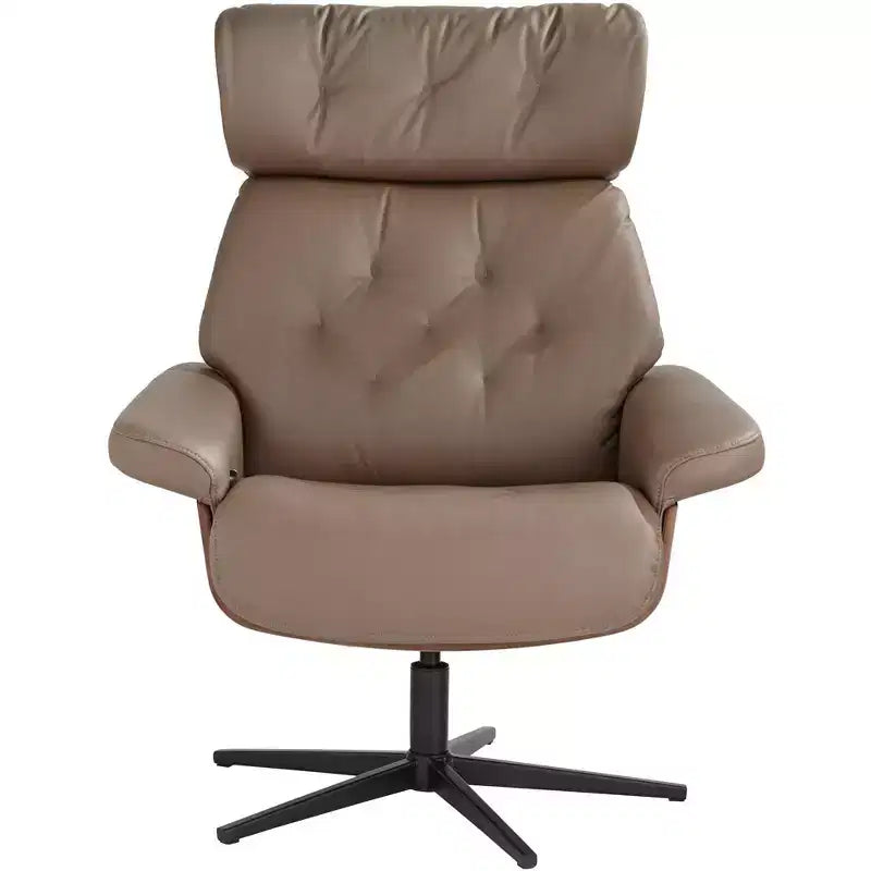 Poltrona reclinabile girevole in similpelle color cacao con poggiapiedi – 1 posto