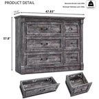Cassettiera a 6 cassetti in stile rustico – Marrone chiaro / Grigio chiaro / Bianco, Stile colonna romana, Per 1 persona