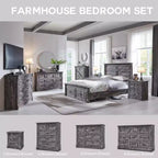 Cassettiera a 6 cassetti in stile rustico – Marrone chiaro / Grigio chiaro / Bianco, Stile colonna romana, Per 1 persona