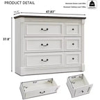 Cassettiera a 6 cassetti in stile rustico – Marrone chiaro / Grigio chiaro / Bianco, Stile colonna romana, Per 1 persona