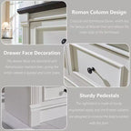 Cassettiera a 6 cassetti in stile rustico – Marrone chiaro / Grigio chiaro / Bianco, Stile colonna romana, Per 1 persona