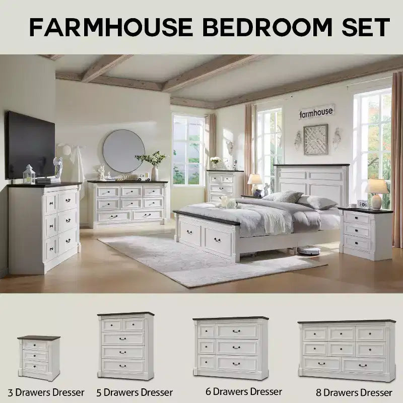 Cassettiera a 6 cassetti in stile rustico – Marrone chiaro / Grigio chiaro / Bianco, Stile colonna romana, Per 1 persona
