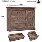 Cassettiera a 6 cassetti in stile rustico – Marrone chiaro / Grigio chiaro / Bianco, Stile colonna romana, Per 1 persona